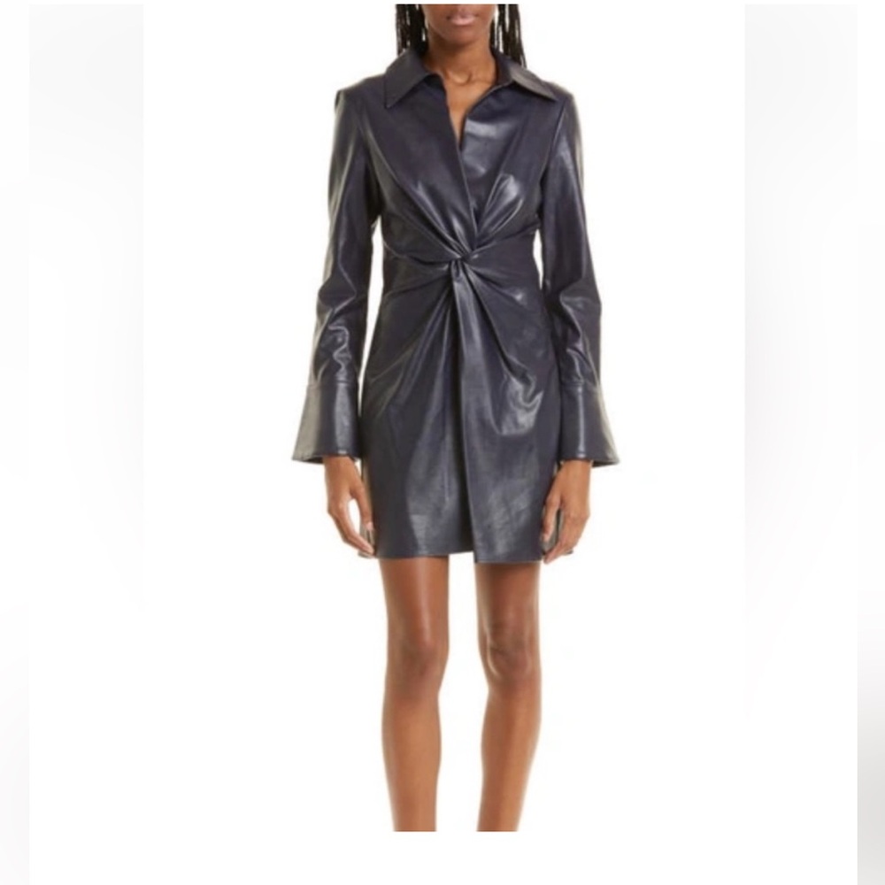 Cinq a Sept McKenna Long Sleeve Front
Knot Faux Leather Dress